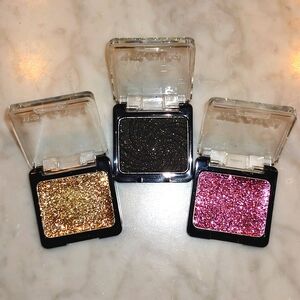 3 Wet N Wild Sparkly Eye Shadows * Gold/Black/Pink * New * Face Glitter